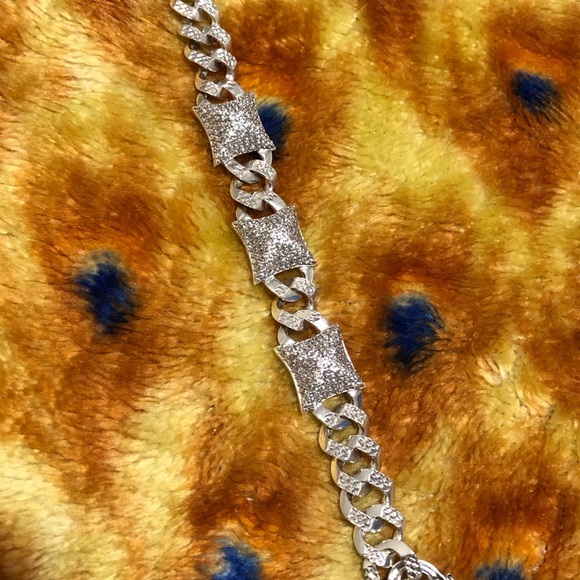 925 CZ cuban link 10mm Bracelet Unisex - Picture 2 of 6